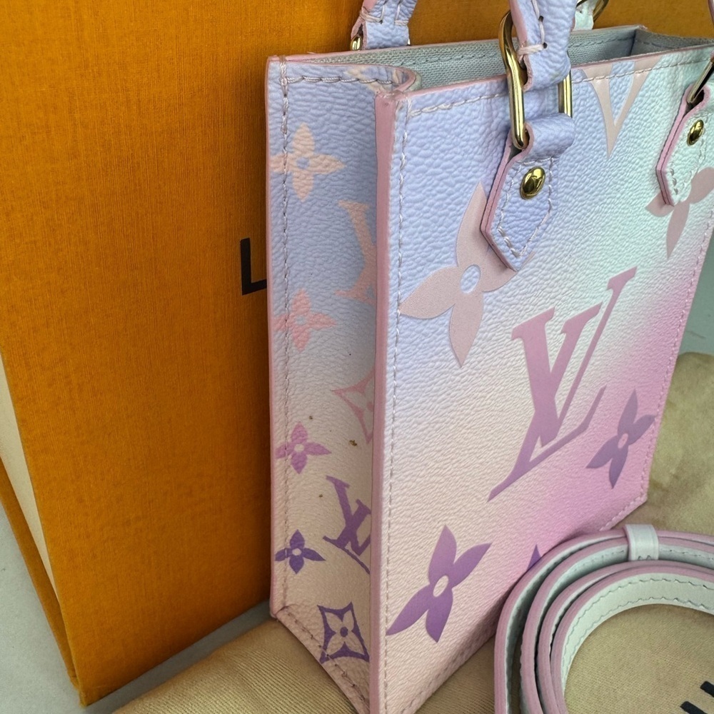 Louis Vuitton Petit Sac Plat Satchel Top Handle Bag Pastel Pink Canvas. - Picture 9 of 16